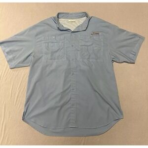 Columbia Men's PFG XL Fishing Shirt Omni-Shade Mesh Lined for Outdoors Baby Blue